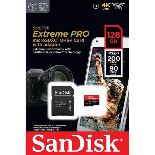 SanDisk Extreme Pro SDSQXCD-128G-GN6MA Class 10 UHS-I U3 A2 V30 128 GB Micro SD Kart
