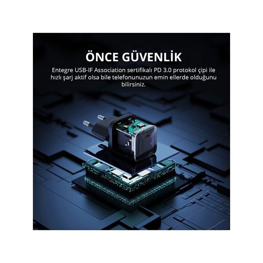 AUKEY PA-B1L Mini 30W USB-C PD Şarj Cihazı Siyah