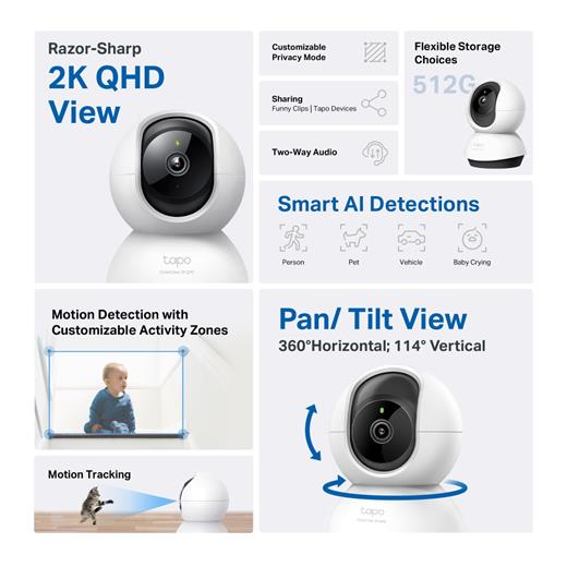 TP-Link Tapo C220 2K 360 Derece Gece Görüşlü IP Wi-Fi Güvenlik Kamerası