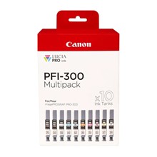 Canon PFI-300 MBK/PBK/CO/GY/R/C/M/Y/PC/PM 10 Mürekkep Kartuşu Çoklu Paket