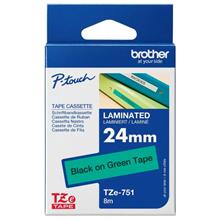 Brother P-Touch TZe-751 24 mm Yeşil Üzeri Siyah Laminasyonlu Etiket